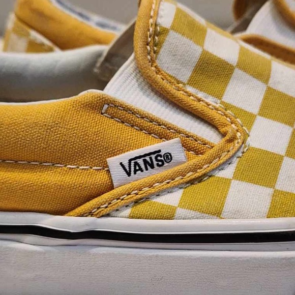 Yellow Checkerboard Vans Sneakers Sz. 7W - Picture 3 of 9